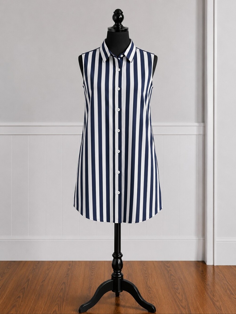 Chicos Striped Sleeveless Button-Up Top